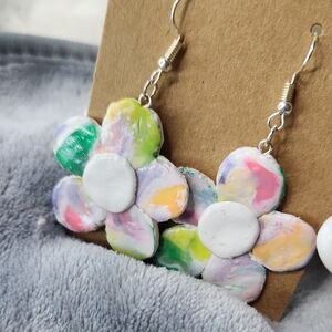 Handmade Colorful Floral Watercolor Earrings